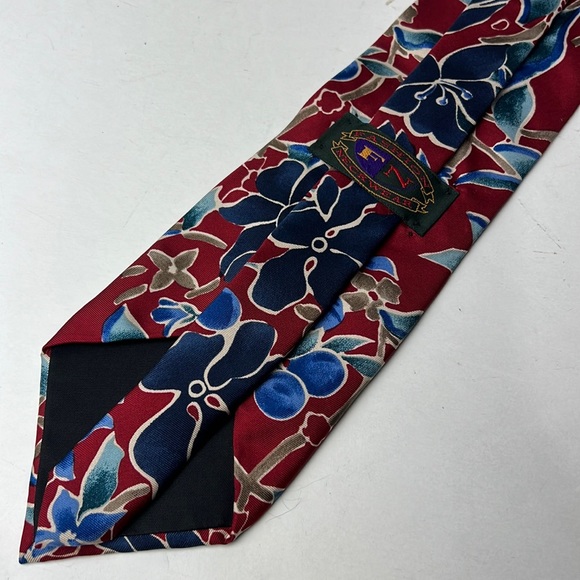 FN Fashion Neckwear Necktie Red Blue Floral All Silk Men Accessories Neck Tie - Picture 4 of 7